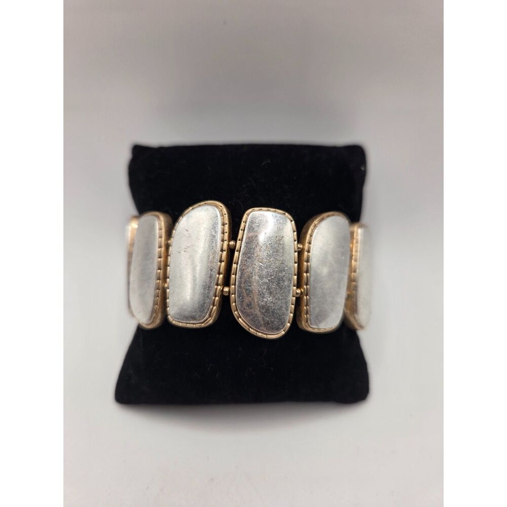 1841. Silver Tone and Gold Tone Stretch Bracelet